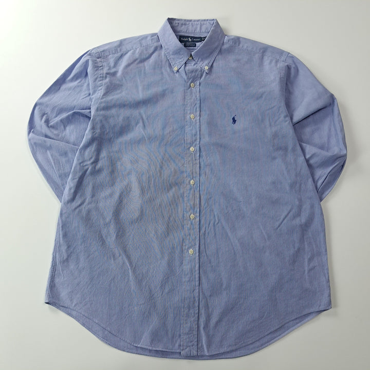 [SOLD OUT] CK323 XL 폴로 90s 블루 핀스트라이프 셔츠 남방