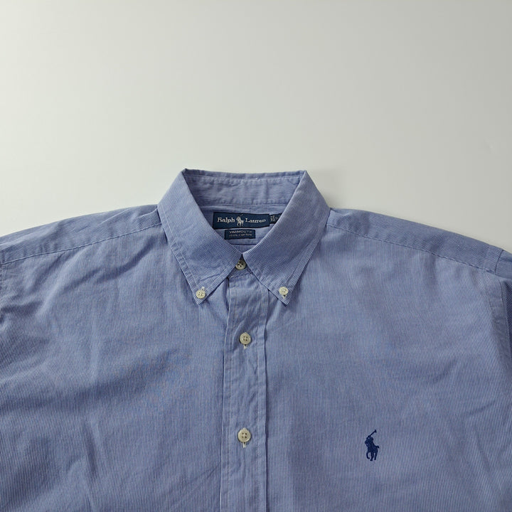 [SOLD OUT] CK323 XL 폴로 90s 블루 핀스트라이프 셔츠 남방