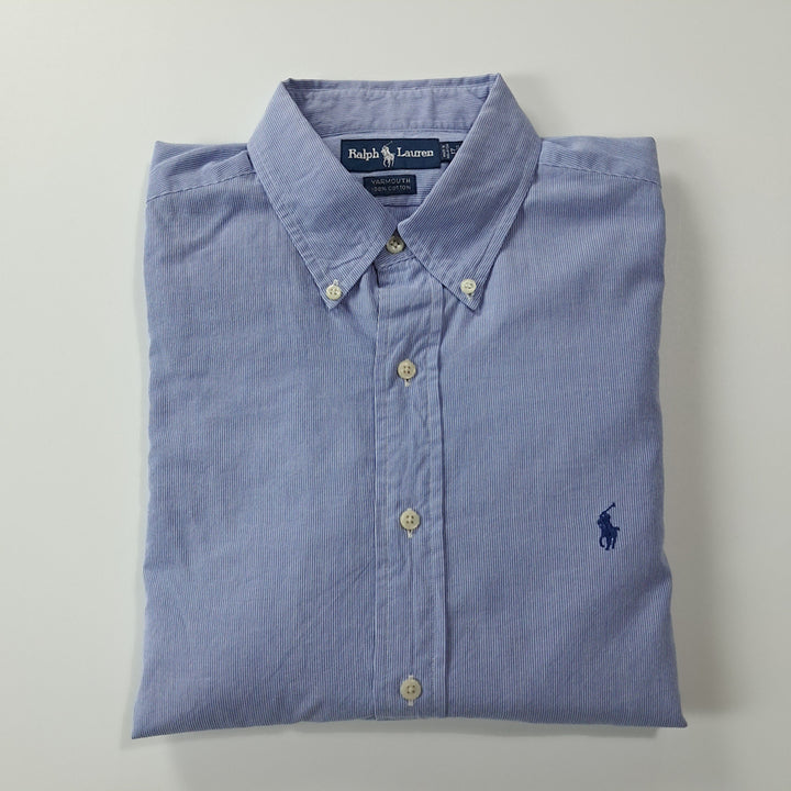 [SOLD OUT] CK323 XL 폴로 90s 블루 핀스트라이프 셔츠 남방