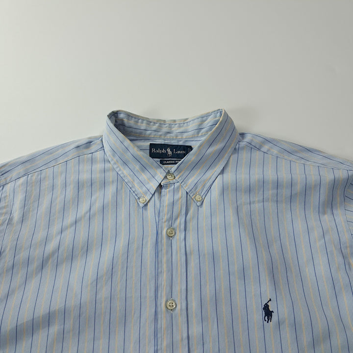 [SOLD OUT] CK326 XL 폴로 00s 스카이블루 멀티 스트라이프 셔츠 남방