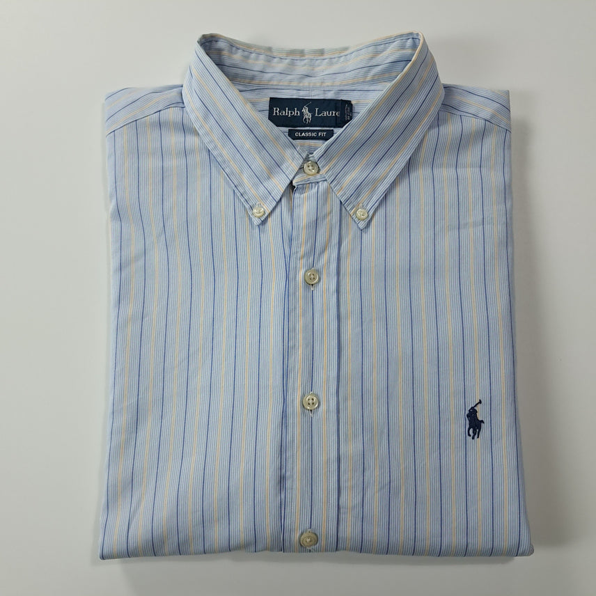 [SOLD OUT] CK326 XL 폴로 00s 스카이블루 멀티 스트라이프 셔츠 남방