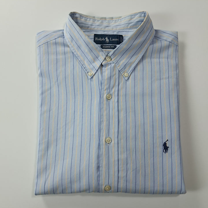 [SOLD OUT] CK326 XL 폴로 00s 스카이블루 멀티 스트라이프 셔츠 남방