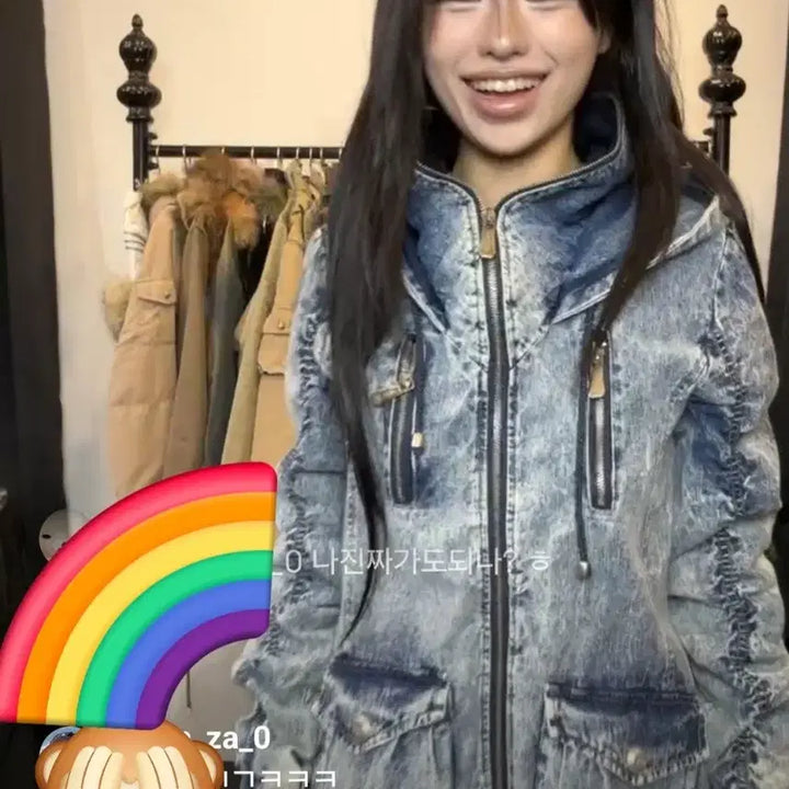 [BUNJANG] DigDeep Washed Denim Hooded Parka Jacket / DigDeep워싱 데님 후드 야상 점퍼