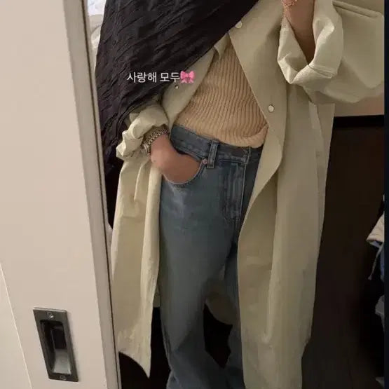 [BUNJANG] Ribbonbit Rioe Ivory Long Coat / Ribbonbit_ Rioe Coat