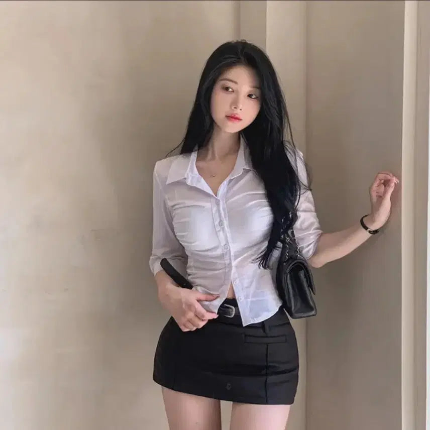 [BUNJANG] 새상품)클래식블랑 셔링 볼륨 셔츠 / 새상품)클래식블랑 셔링 볼륨 셔츠