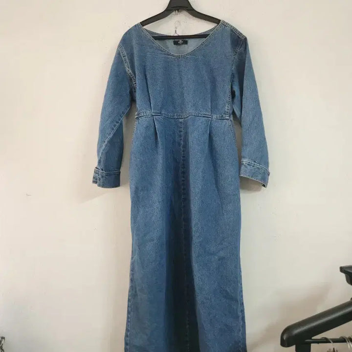 [SOLD OUT] 청 데님 롱 원피스 뒷모습55