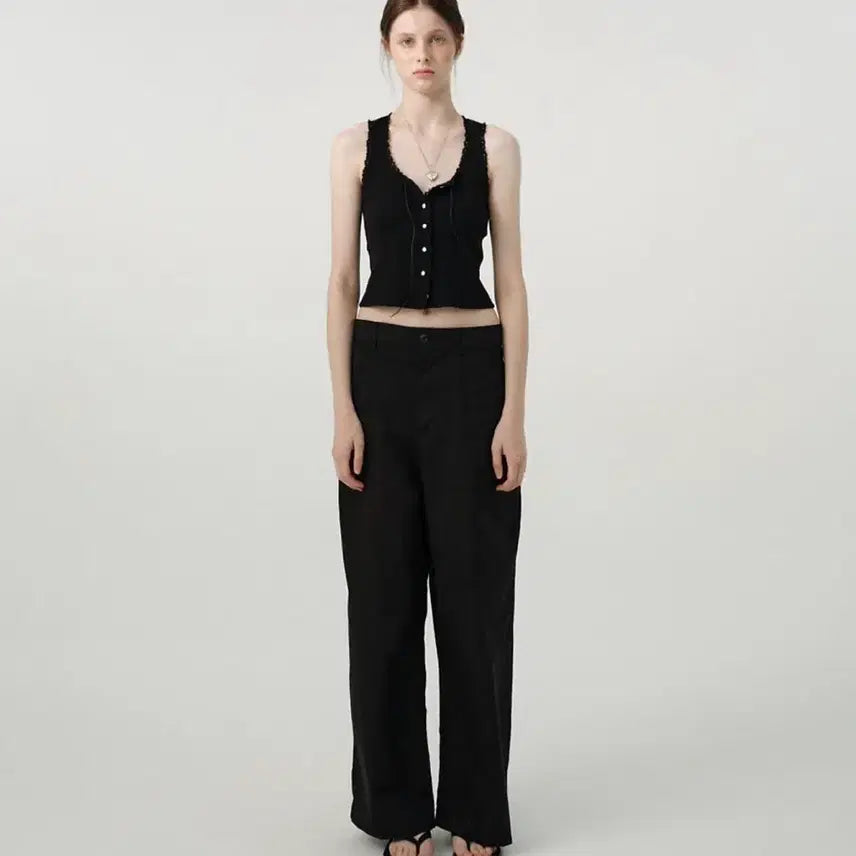 [SOLD OUT] 더바넷 Black Papery Fatigue Pants