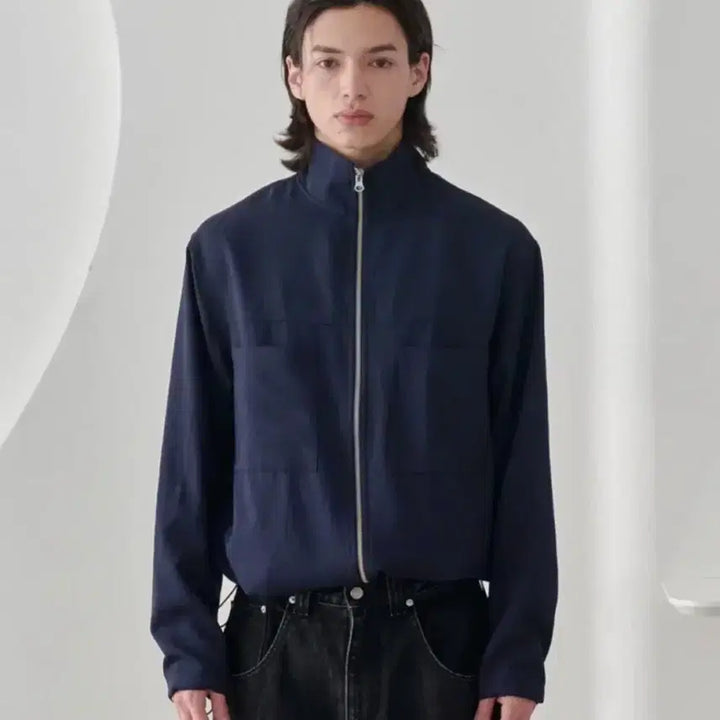 [BUNJANG] Noun Shirring Zip Up Jacket Navy / [2] 노운 셔링 집업 자켓(네이비)