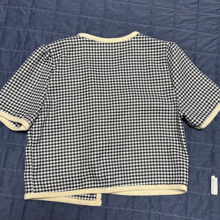 [BUNJANG] Houndstooth Pattern Short Sleeve Cardigan / 하운드투스 패턴 반팔 가디건