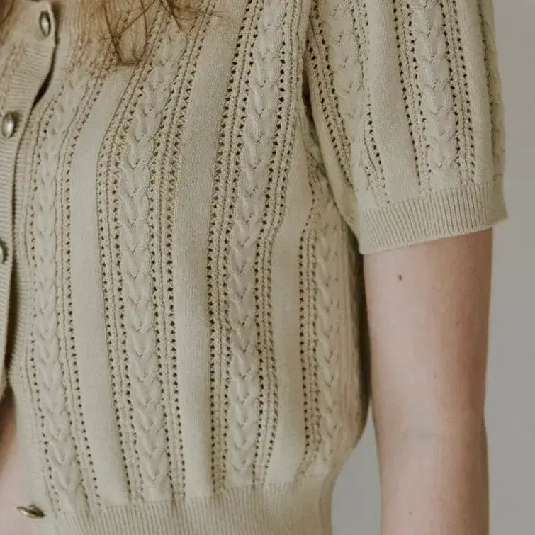 [BUNJANG] Otteu Beige Short Sleeve Cardigan / 오떼뜨 반팔가디건 베이지