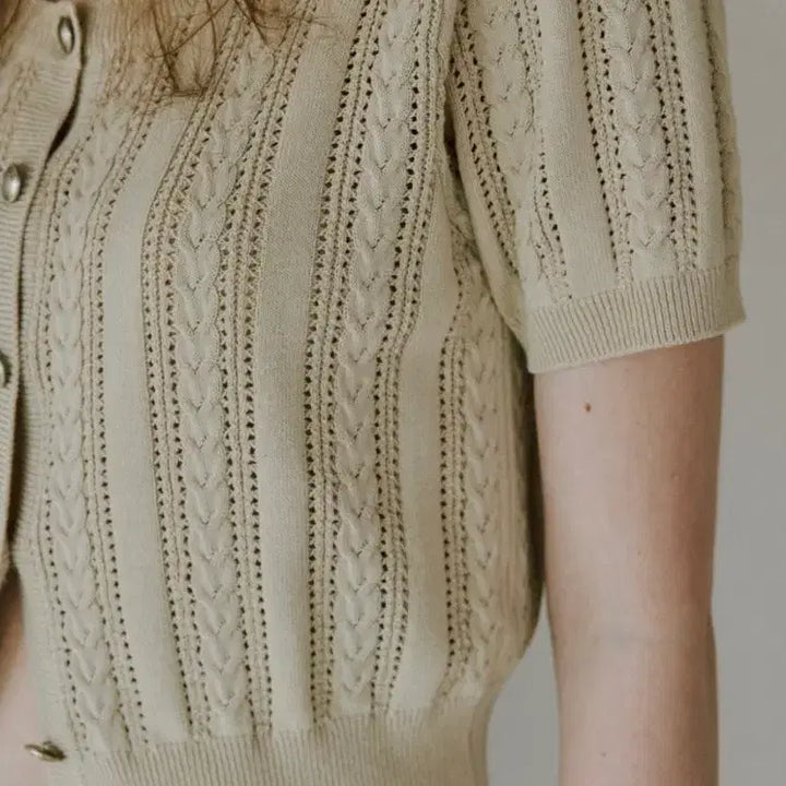[BUNJANG] Otteu Beige Short Sleeve Cardigan / 오떼뜨 반팔가디건 베이지