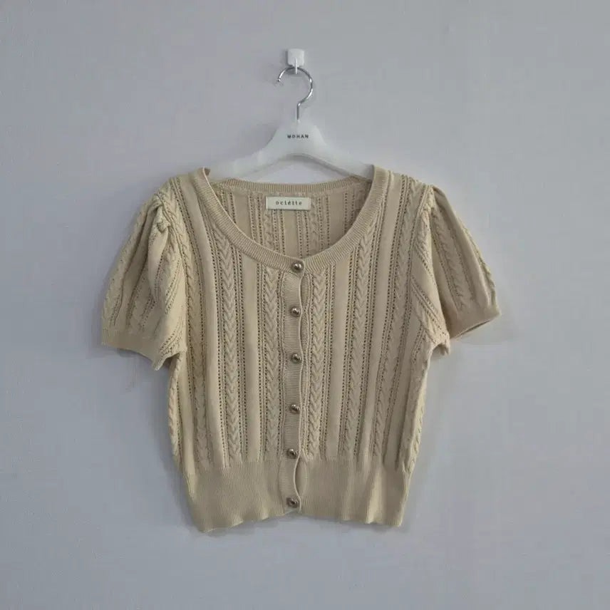 [BUNJANG] Otteu Beige Short Sleeve Cardigan / 오떼뜨 반팔가디건 베이지