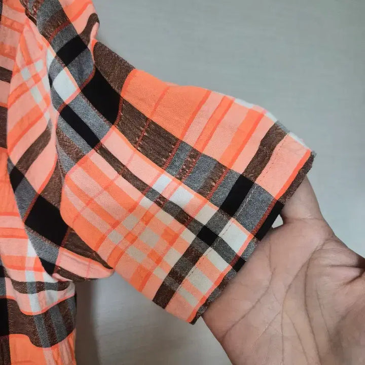 [BUNJANG] Orange Check Tiered Long Dress / 오렌지 체크 캉캉 롱 원피스