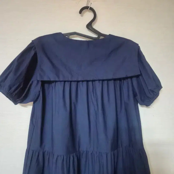 [SOLD OUT] 세컨드스토리 네이비 카라 반팔 롱 원피스