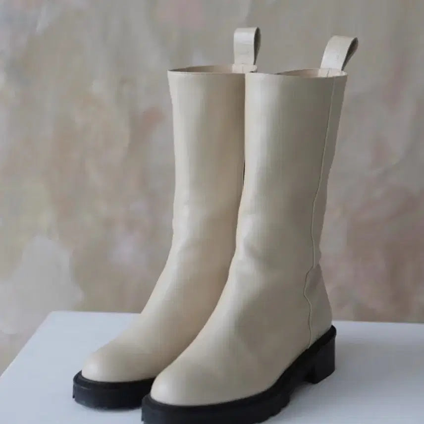 [BUNJANG] Soft Seoul Leather Boots Cream / 소프트서울 레더 부츠 크림