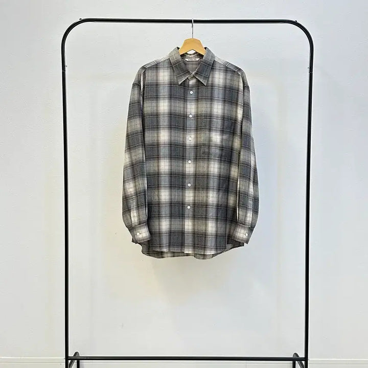 [BUNJANG] Auralee Wool Check Shirt Size 5 / 오라리 울 체크 그레이 셔츠 5사이즈 ( A2249 )