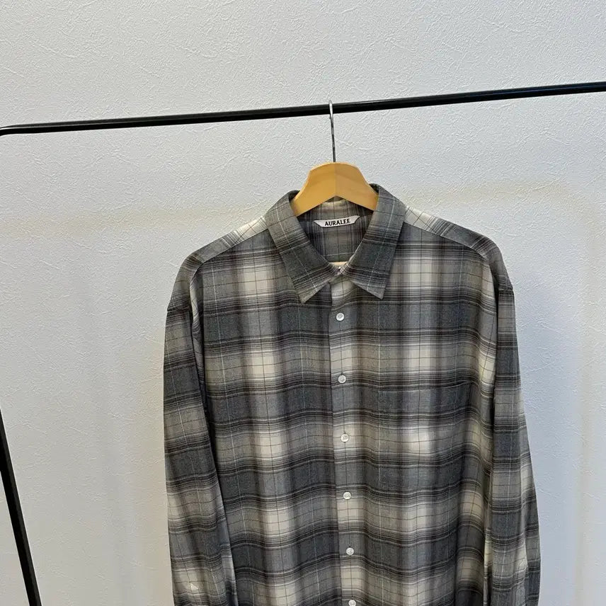 [BUNJANG] Auralee Wool Check Shirt Size 5 / 오라리 울 체크 그레이 셔츠 5사이즈 ( A2249 )