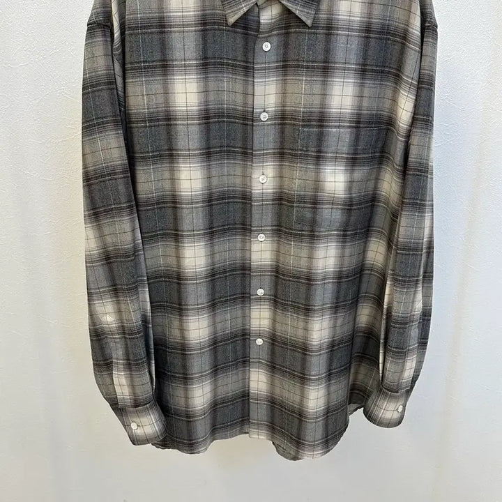 [BUNJANG] Auralee Wool Check Shirt Size 5 / 오라리 울 체크 그레이 셔츠 5사이즈 ( A2249 )