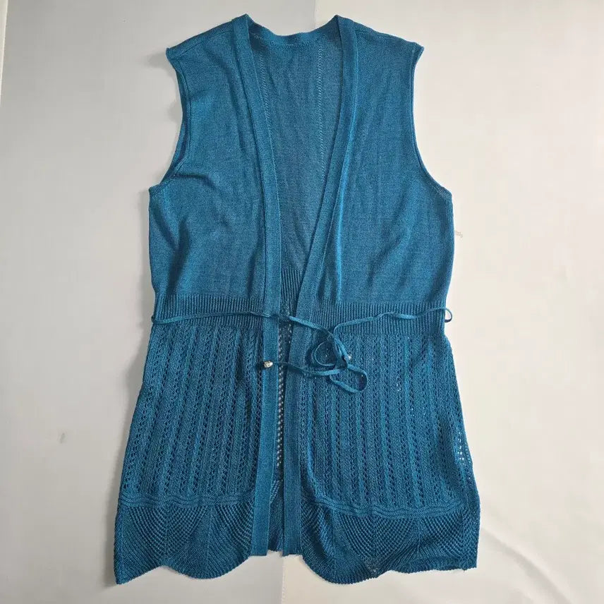 [BUNJANG] Mint Green Knit Vest (Size 66) / 고급스러운 청록색 민트 니트 조끼 (66사이즈)