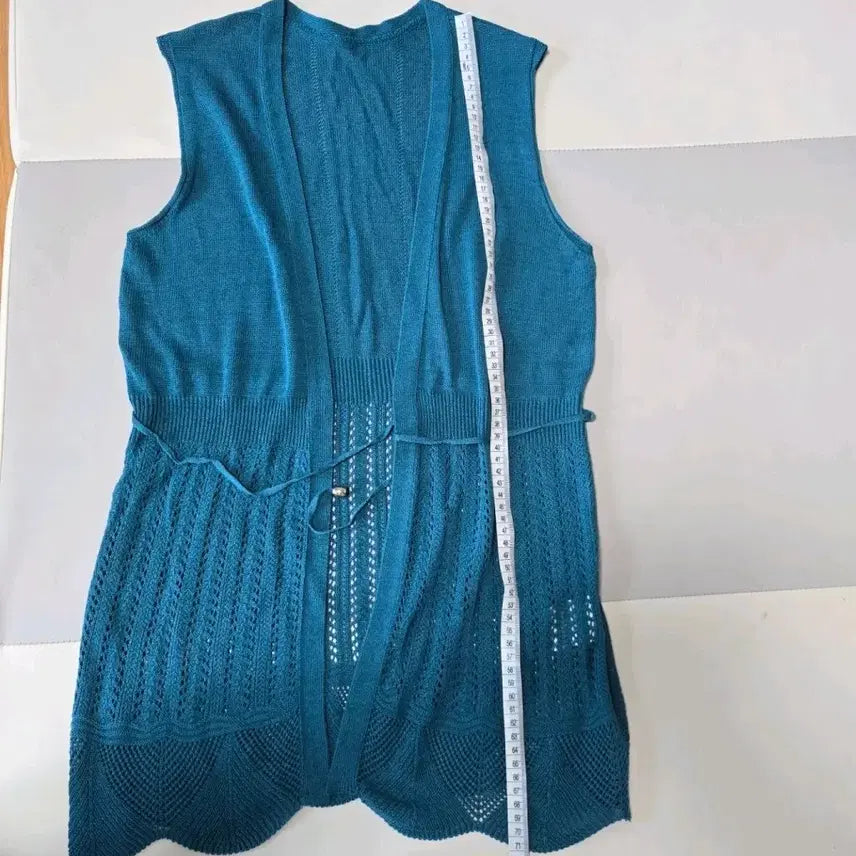 [BUNJANG] Mint Green Knit Vest (Size 66) / 고급스러운 청록색 민트 니트 조끼 (66사이즈)