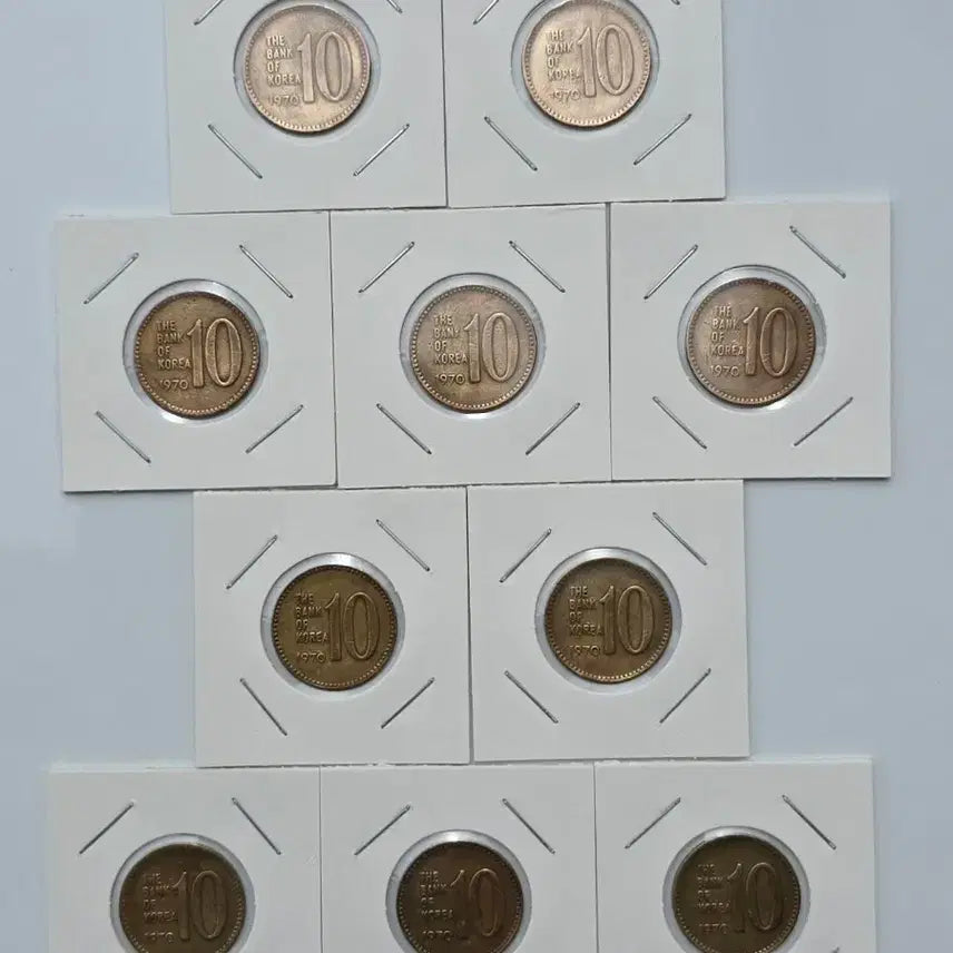 [BUNJANG] 1970 South Korean 10 Won Coin Bundle (5 Brass, 5 Copper) / 화폐수집 1970년 10원 주화 황동화 5개 적동화  5개