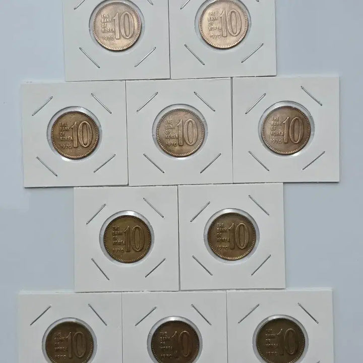 [BUNJANG] 1970 South Korean 10 Won Coin Bundle (5 Brass, 5 Copper) / 화폐수집 1970년 10원 주화 황동화 5개 적동화  5개