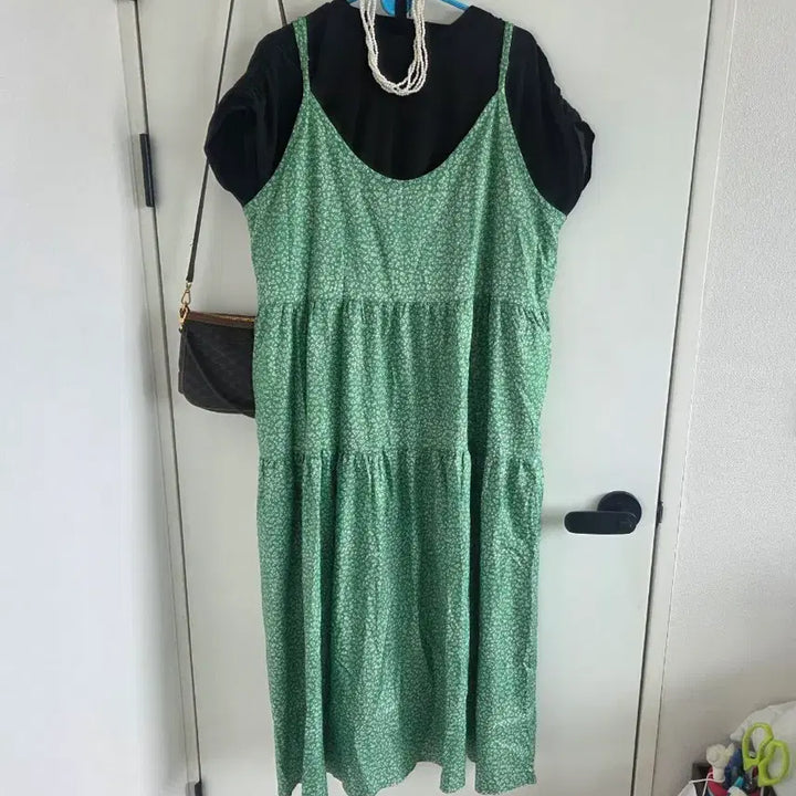 [BUNJANG] Floral Long Dress Green / 플라워 롱 원피스 그린