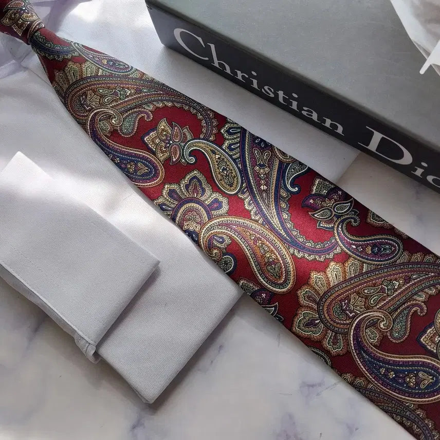[BUNJANG] Christian Dior Paisley Silk Tie / 크리스찬 디올 와인 페이즐리 넥타이 9.5cm S~A+등급 K2530
