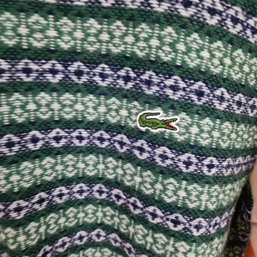 [BUNJANG] Lacoste Pattern Knit Sweater / 라코스테 패턴 니트 스웨터 아이보리 그린 팝니다