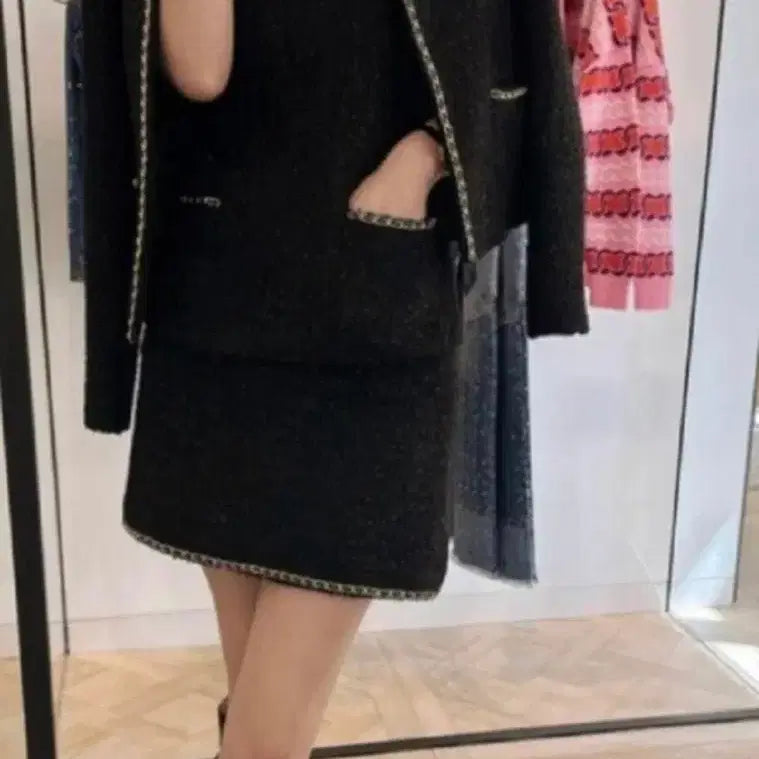 [BUNJANG] The Lauren Chain Tweed Jacket Skirt Set M / 더로랑 체인 트위드 자켓 스커트 m