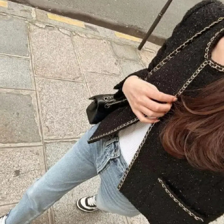 [BUNJANG] The Lauren Chain Tweed Jacket Skirt Set M / 더로랑 체인 트위드 자켓 스커트 m