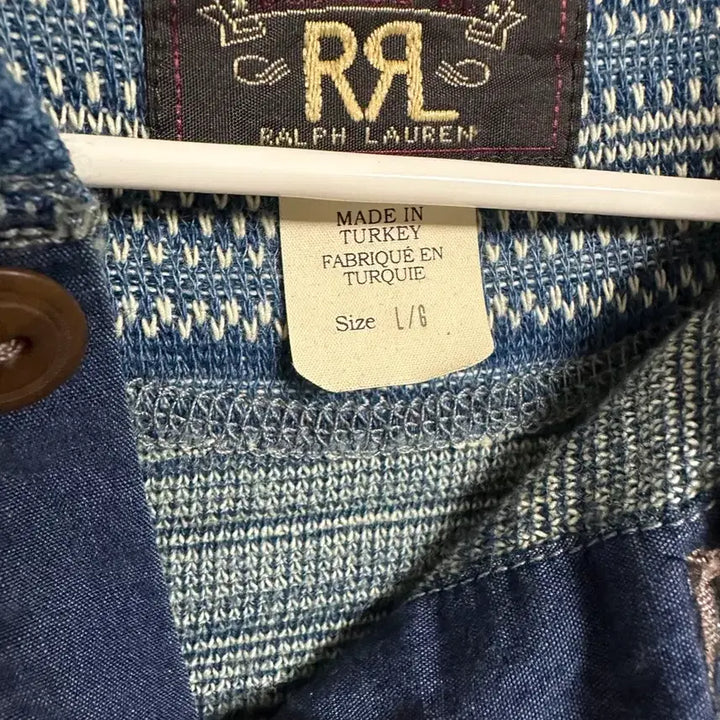 [BUNJANG] RRL Indigo Jacquard Henley Neck L / rrl 인디고 자카드 헨리넥 L