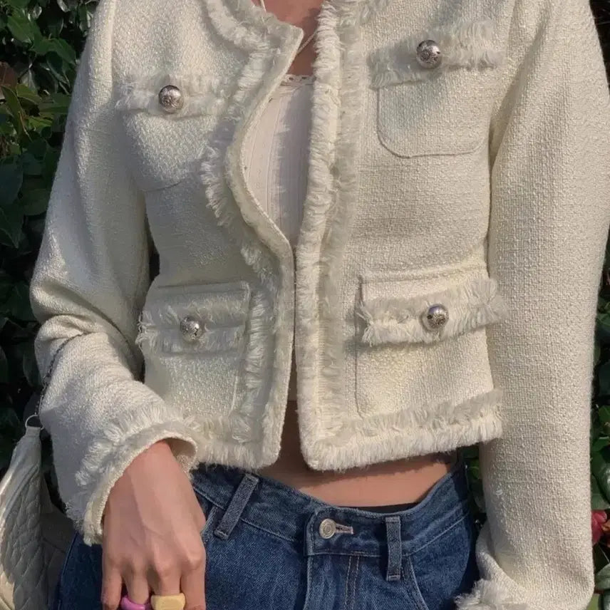 [BUNJANG] Pale Jade Tweed Ivory Jacket / 새상품)페일제이드 트위드 아이보리