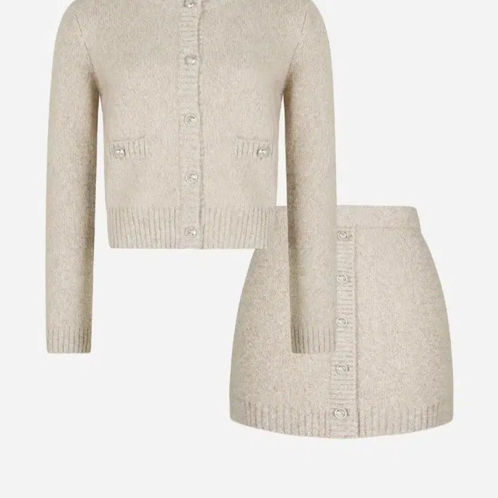 [BUNJANG] The Louran Classic Beige Mix Knit Set / 더로랑 클래식 베이지 믹스 니트 셋