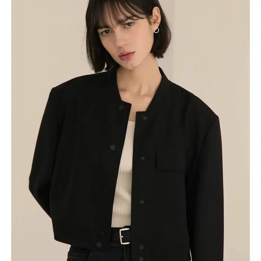 [BUNJANG] ON&amp;ON Modern Bomber Jacket Black / 온앤온 모던 봄버 자켓 블랙 01(55)