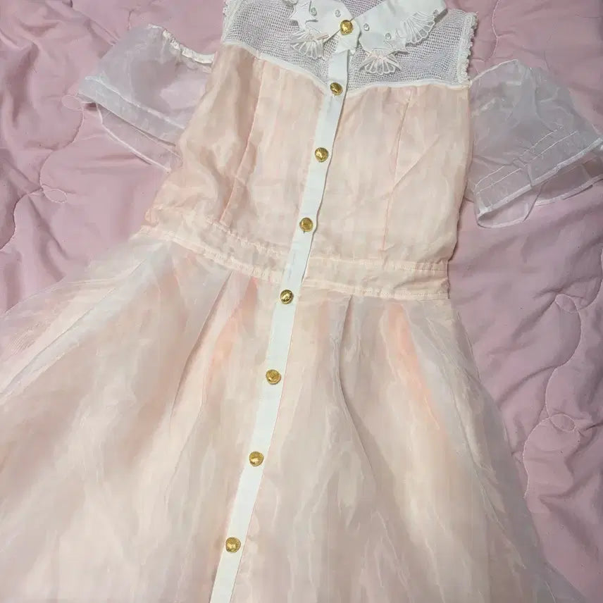 [BUNJANG] Lizlisa Hime Gyaru Off-Shoulder Peach Dress / 리즈리사 히메갸루 옾숄 피치 원피스