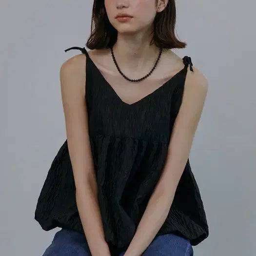 [BUNJANG] Adrs Jacquard Volume Sleeveless Top / 아더즈 Jacquard volume sleeveless