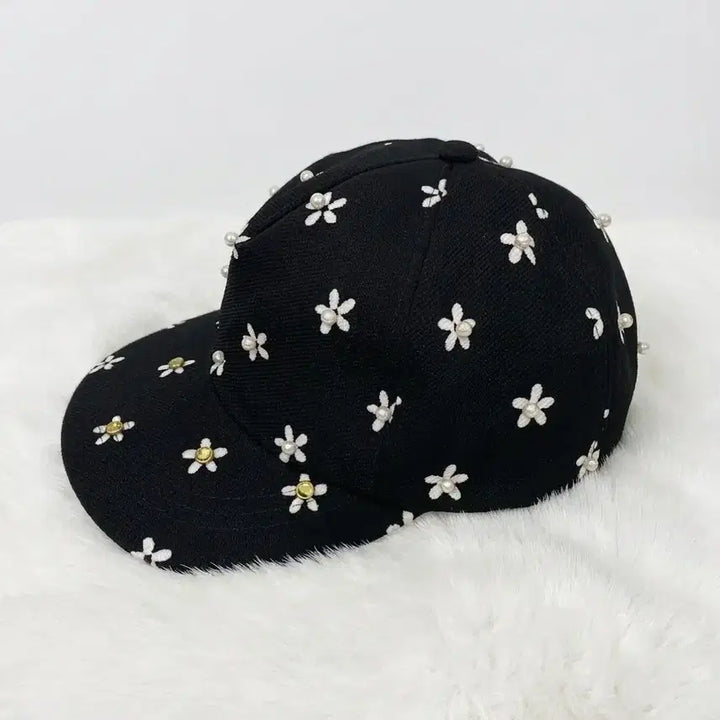 [BUNJANG] Wonderplace Daisy Pattern Snapback Hat - Black / 원더플레이스 데이지 스냅백 블랙