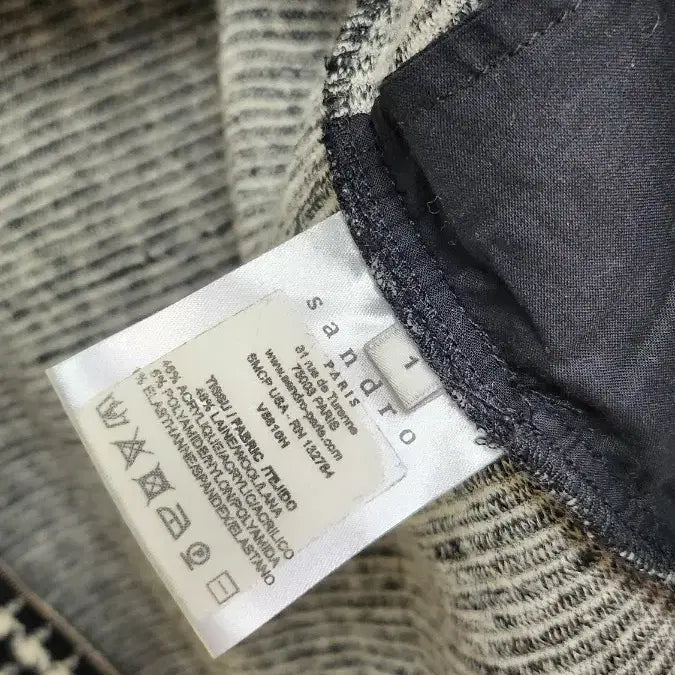 [BUNJANG] Sandro Houndstooth Wool Blend Knit Blouson Jacket / 산드로 하운드투스 울 블렌드 니트 블루종 재킷