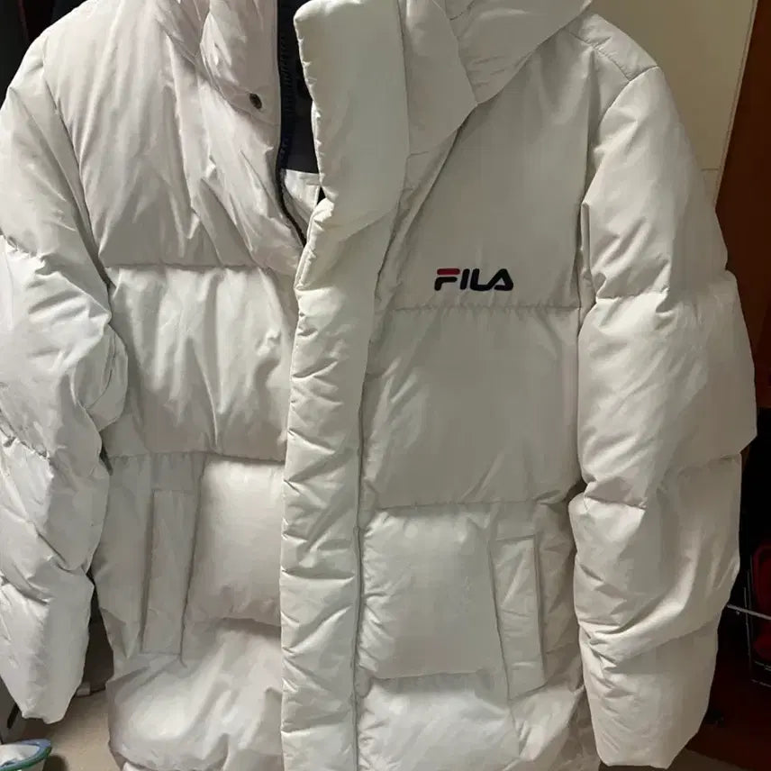 [BUNJANG] FILA Long Padded Jacket / FILA 필라 화이트 롱패딩 김유정착용