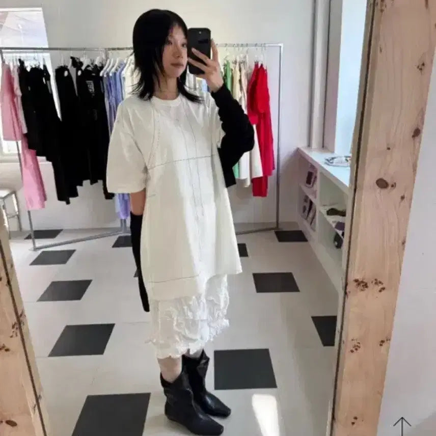 [BUNJANG] Wrinkle Midi Skirt Ivory / 링클 미디 스커트 아이보리