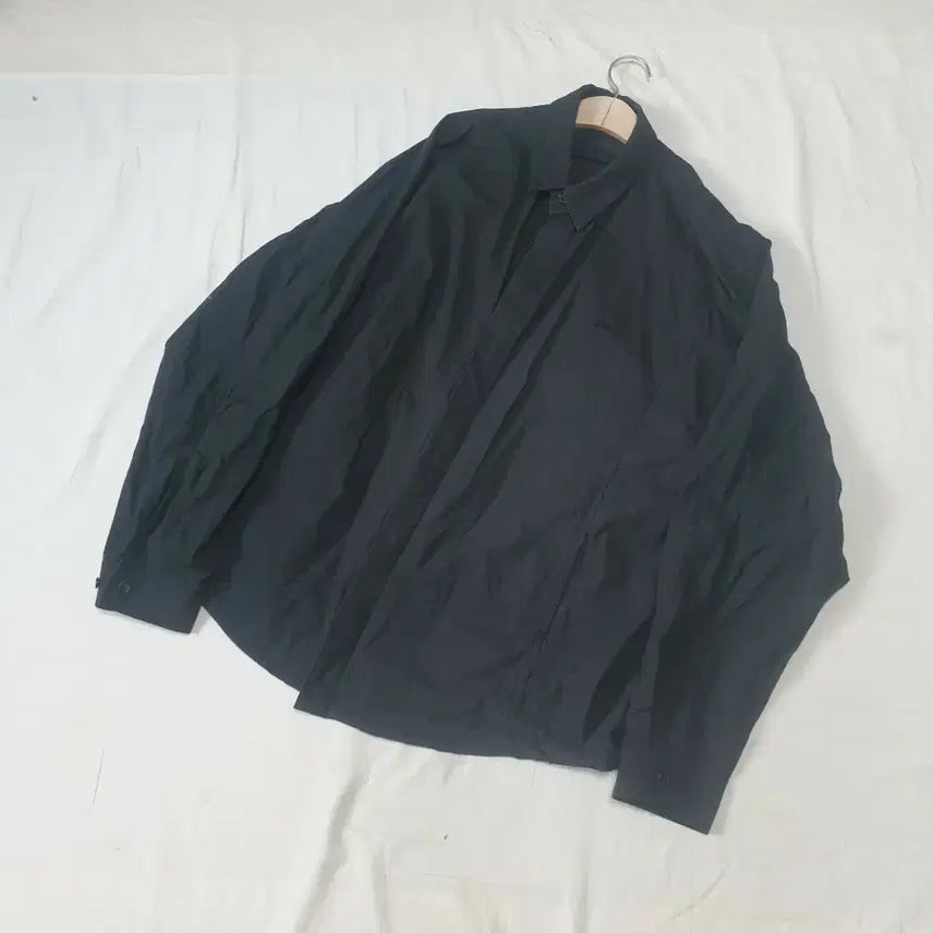 [BUNJANG] Juun.J Dolman Black Oversized String Coach Shirt / 준지 돌먼 블랙 오버핏 스트링 코치 셔츠