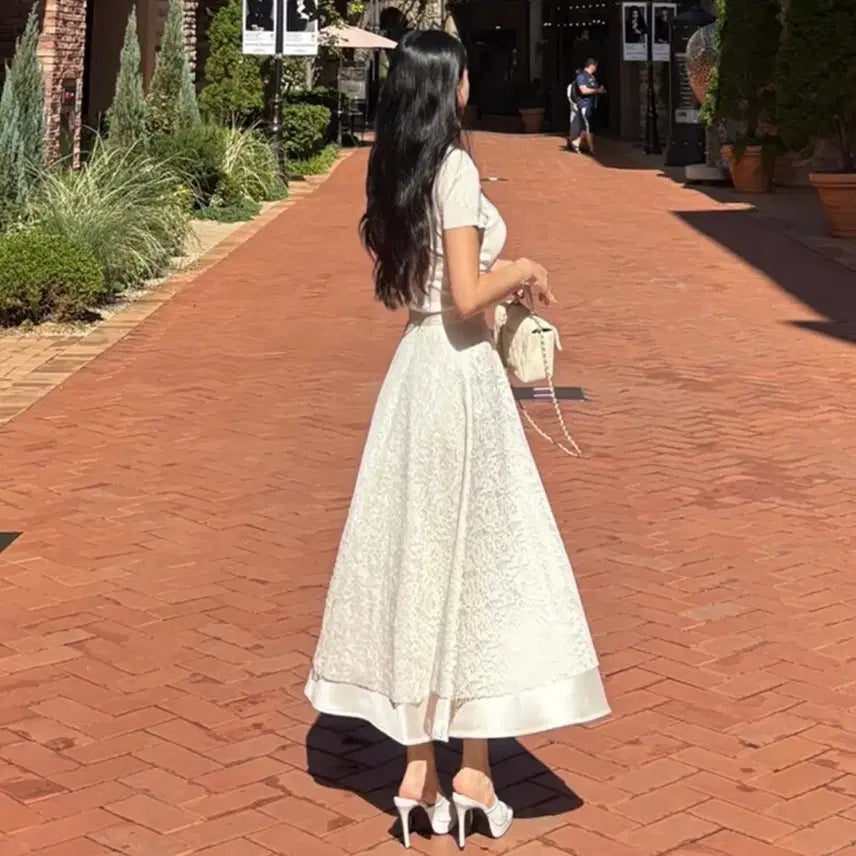 [BUNJANG] Alienor Lace Silk Skirt / 알리에나 레이스 실크 스커트