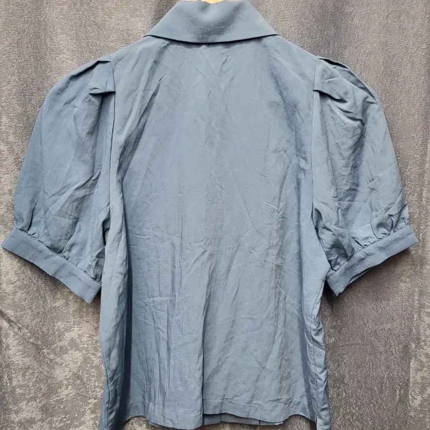 [BUNJANG] Light Blue Puff Sleeve Short Sleeve Blouse / 소라색 퍼프 소매 반팔 블라우스