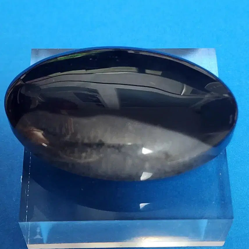 [BUNJANG] Natural Crystal Black Agate Gemstone with Stand / 천연 크리스탈 흑 마노 원석 타원형+받침대