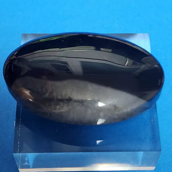 [BUNJANG] Natural Crystal Black Agate Gemstone with Stand / 천연 크리스탈 흑 마노 원석 타원형+받침대