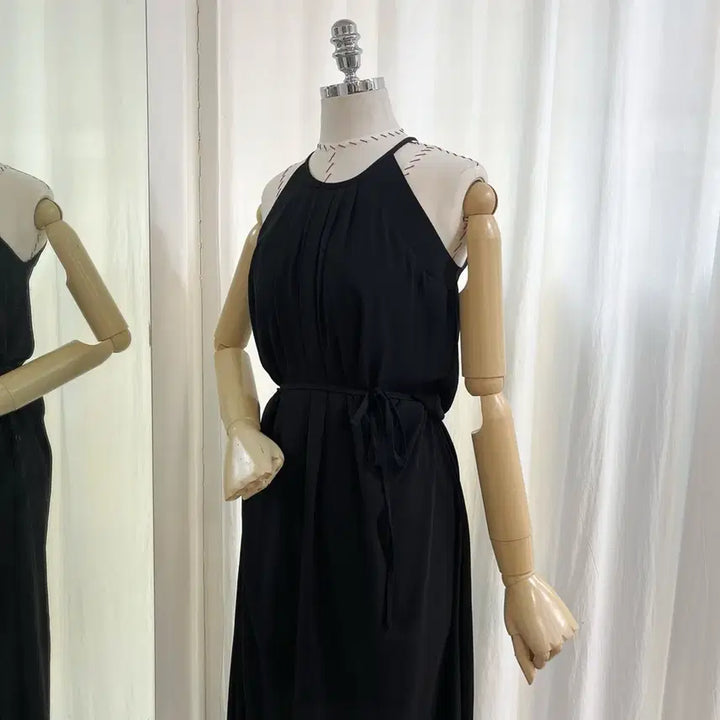 [BUNJANG] Halter Neck Sheer Chiffon Maxi Dress / 홀터넥원피스 나시원피스 롱원피스 시폰원피스 시스루원피스 맥시원피스
