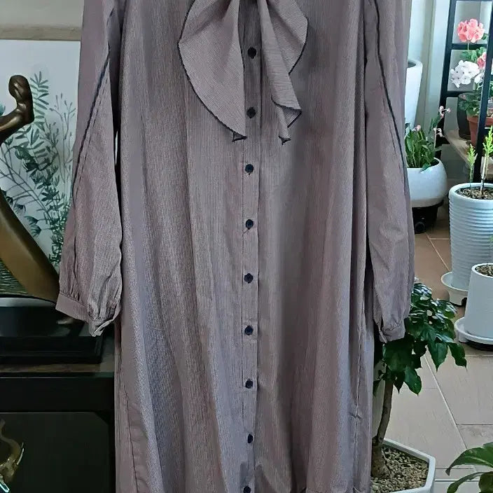 [BUNJANG] SEPIA Stripe Long Dress / 스트라이프 롱 원피스 (FREE)