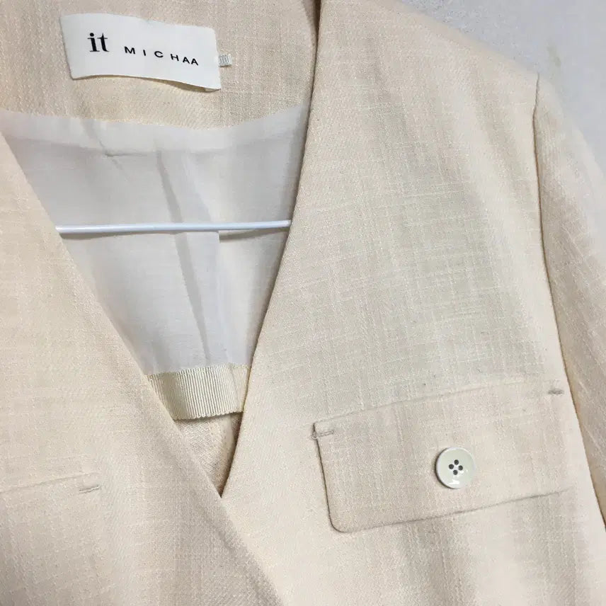 [BUNJANG] It MICHAA Linen Short Sleeve Jacket Ivory Size 55 / 잇미샤 린넨 슬리브 반팔 자켓 55
