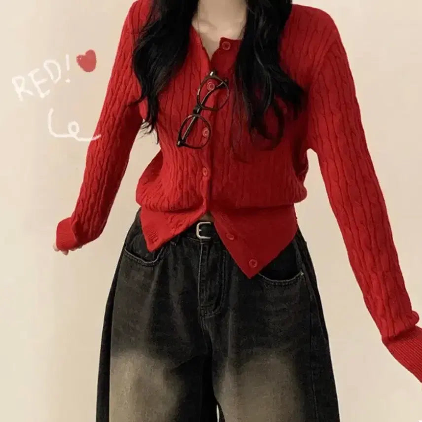 [BUNJANG] Red Cardigan / 가디건